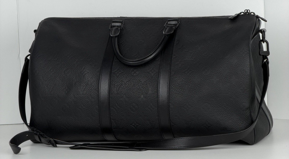 Louis Vuitton Keepall Bandouliere 50 Bag in Black Grained Leather NFC S